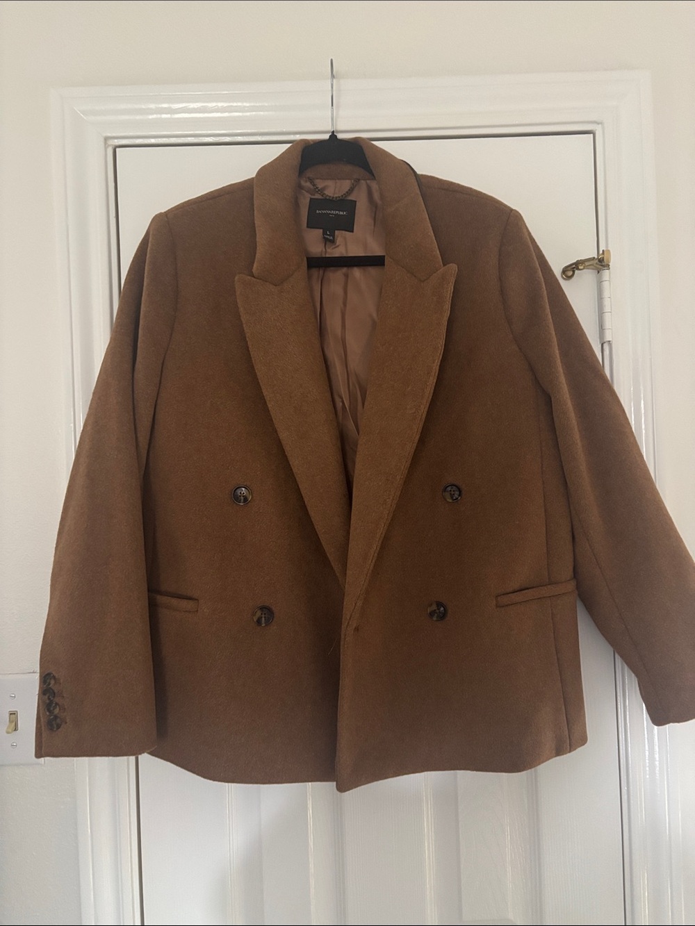 Banana Republic Double-Breasted Camel Brown Pea Coat